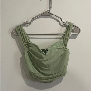 Chic Olive Green Draped Crop Top